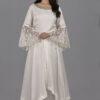 Order White Bodice with Embroidered Flare Sleeve Dress Online in India