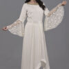 Buy White Bodice with Embroidered Flare Sleeve Dress Online