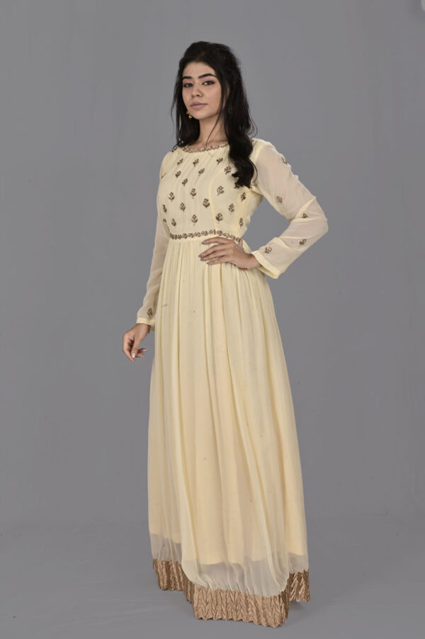 Order Offwhite with Copper Broder Anarkali with Dupatta Dress Online in India