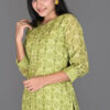 Order Mehandish Green Floral Print Linen Kurti with Pants Online in India