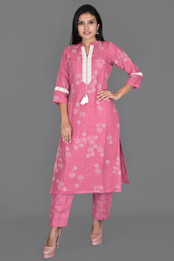 Buy Pink Dot Print Kurti with Printed Pants Dress Online