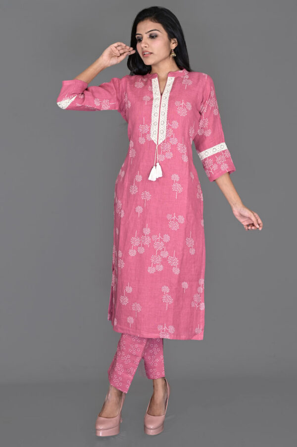 Buy Pink Dot Print Kurti with Printed Pants Dress Online in India