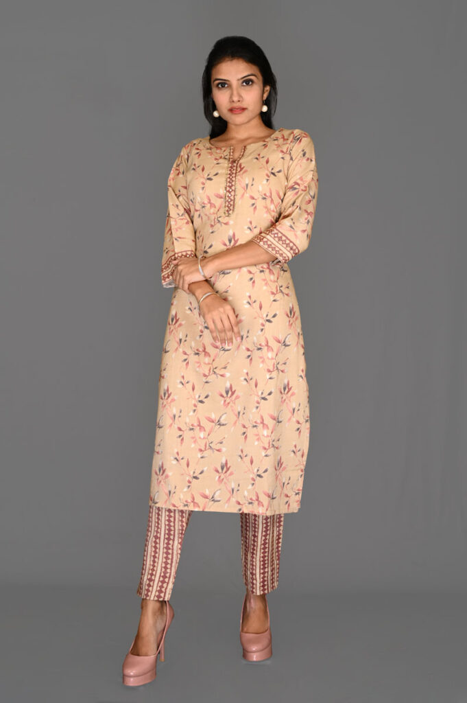 Buy Ivory Floral Print Kurti with Pant Suits for Women Online