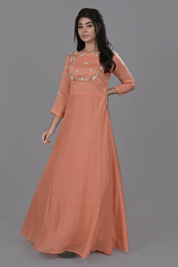 Order Peach Muslin Gown Online in India