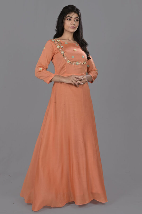 Buy Peach Muslin Gown Online in India
