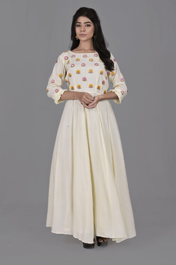 Buy Pale Yellow Thread Dress Online in India
