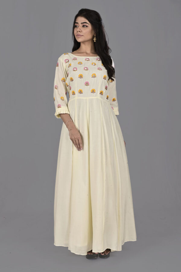 Buy Pale Yellow Thread Dress Online in India