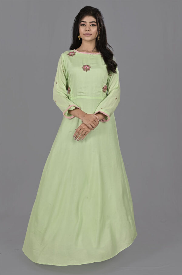 Buy Pista Green Motif Aline Dress Online