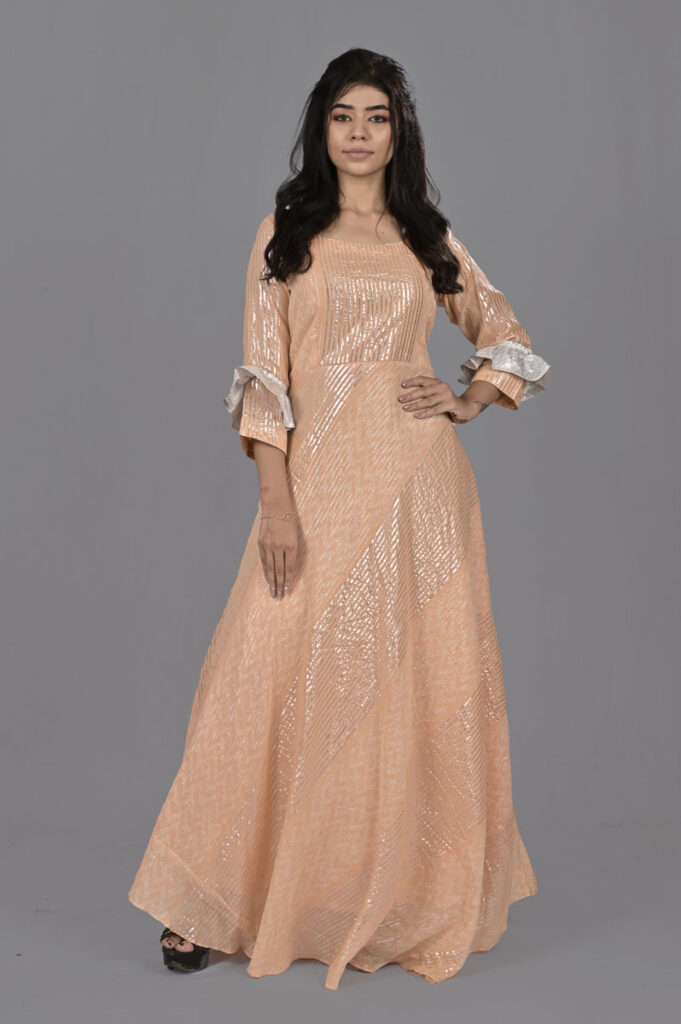 Peach Cream Strip Gown