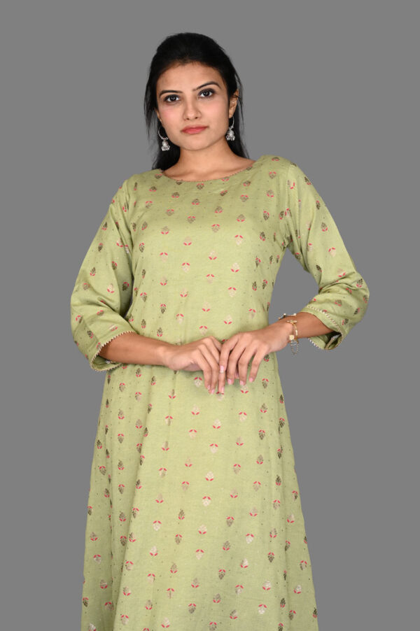 Buy Parrot Green with Red Floral Butti Aline Kurti Online in India
