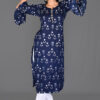Buy Navy Blue Ikat Floral Print Aline Kurti Online
