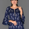 Buy Navy Blue Floral A-Line Kurta Online