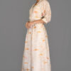 Buy Cream Color with Orange Triangle Print Aline Dress Online