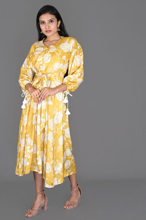 Yellow Floral Dress For Women