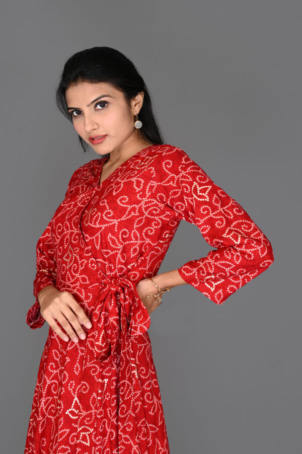 Buy Red Dot Rayon Angarakha Flare Dress Online in India
