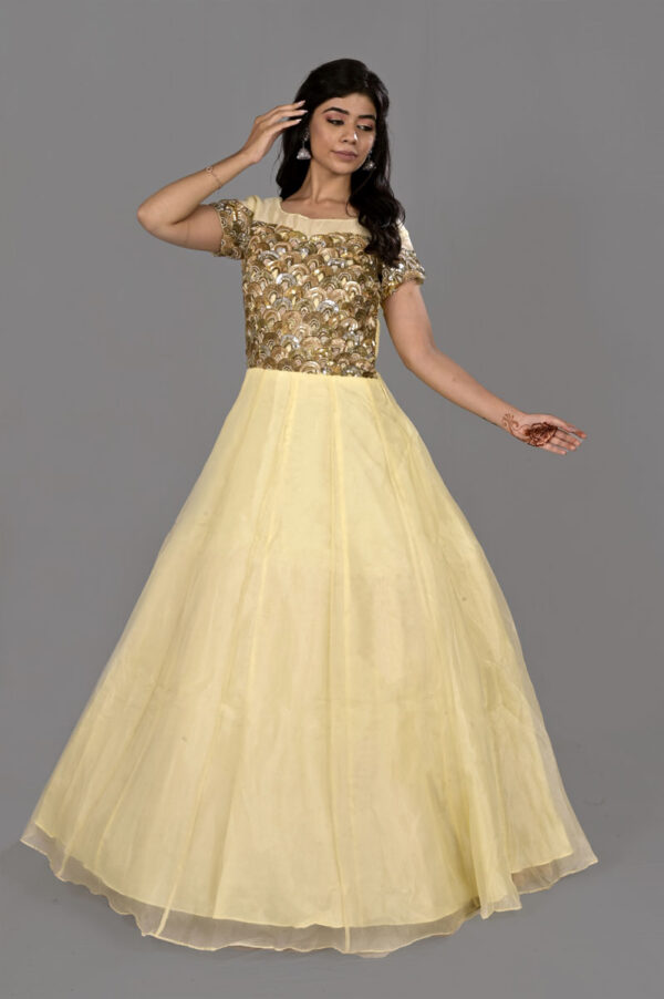 Order Yellow Organza Gown Dress Online
