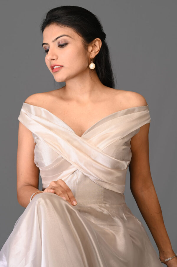 Order Ivory Organza Fancy Gown Online in India