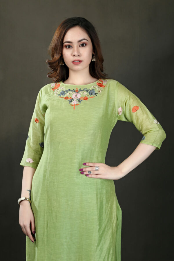 Buy Parrot Green Thread Work Chanderi Sharara Set Dress Online in India