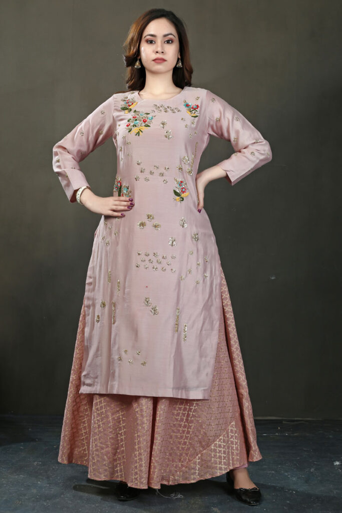 Onion Pink Kurta Set For Women
