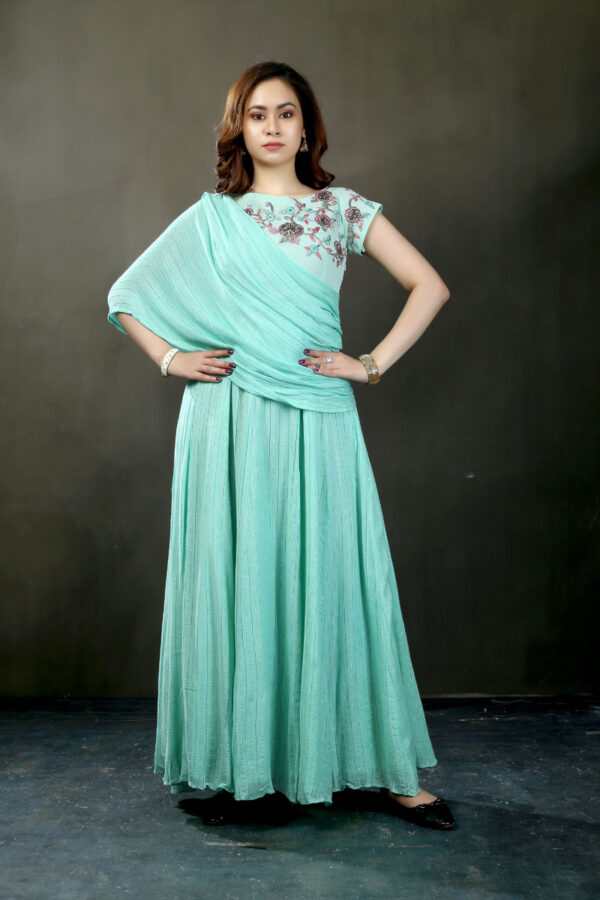 Order Turquoise Flare Gown Online