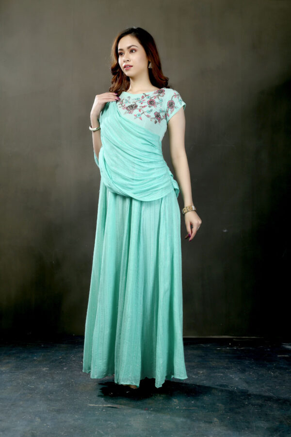 Buy Turquoise Flare Gown Online