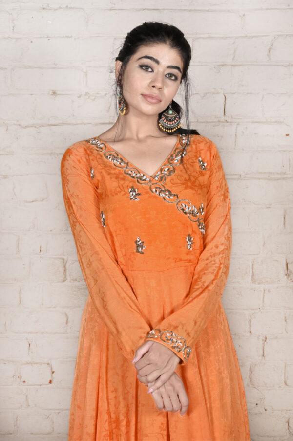 Buy Orange Anarkali Kurta With Dupatta Online