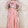 Buy Pinkish Peach Jacquard Beaded Lace Anarkali Dress Online in India