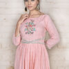 Buy Pinkish Peach Jacquard Beaded Lace Anarkali Dress Online