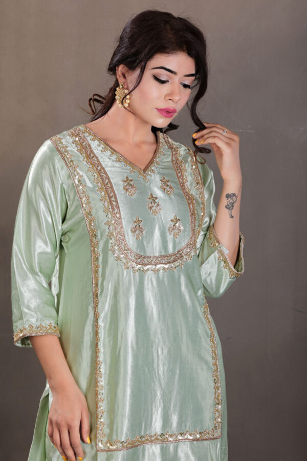 Buy Light Mint Gagi Silk Kurti Set Dress Online