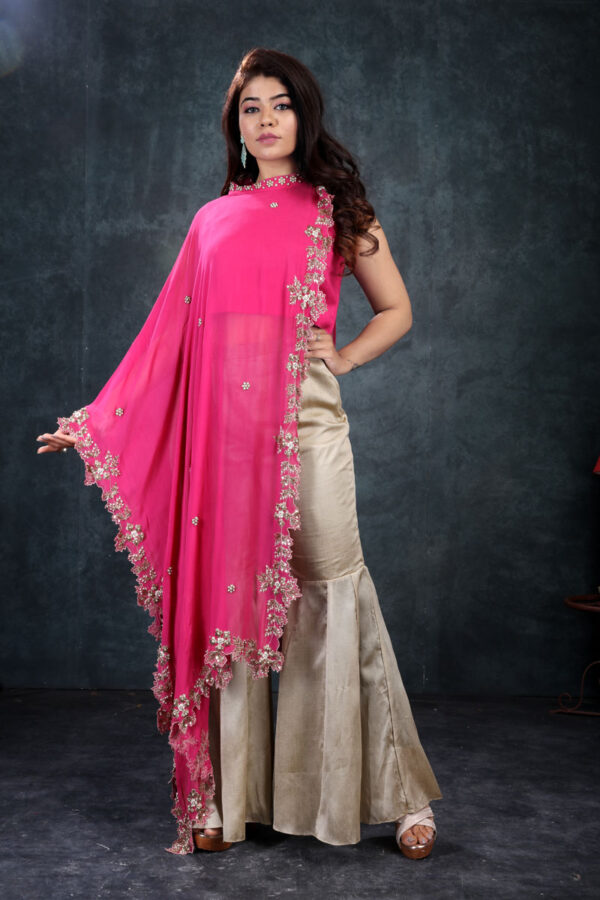 Order Pink Dupatta Drape Kurti and Sharara Online in India