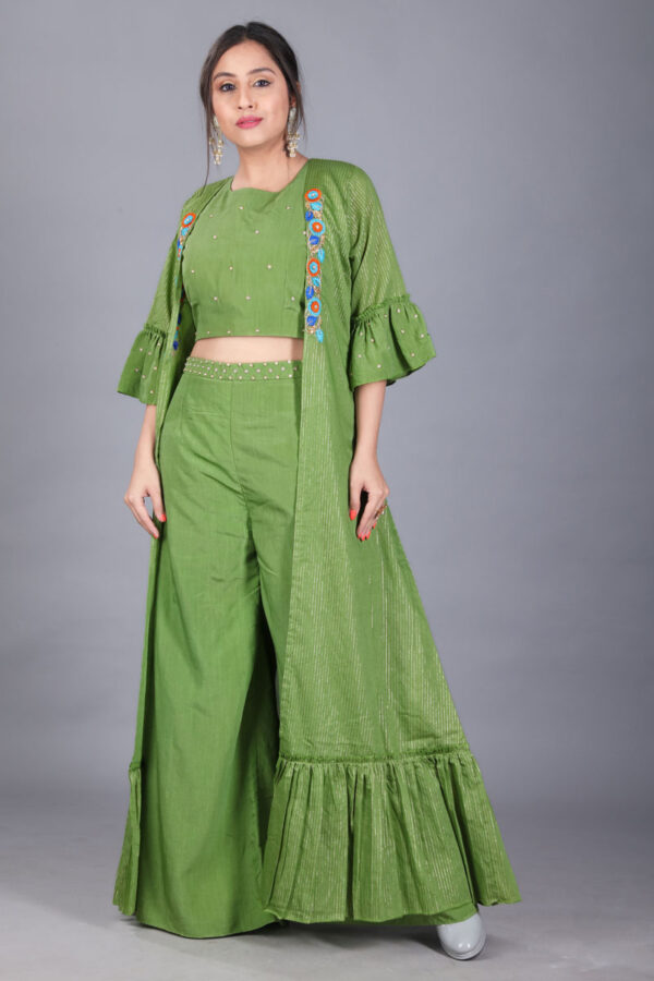 Buy Mehendi Green Jacket Dress Online