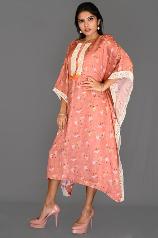 Buy Brown Floral Print Kaftan Dress Online in India