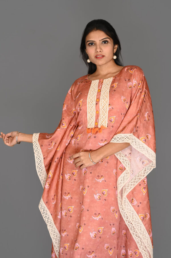 Buy Brown Floral Print Kaftan Dress Online