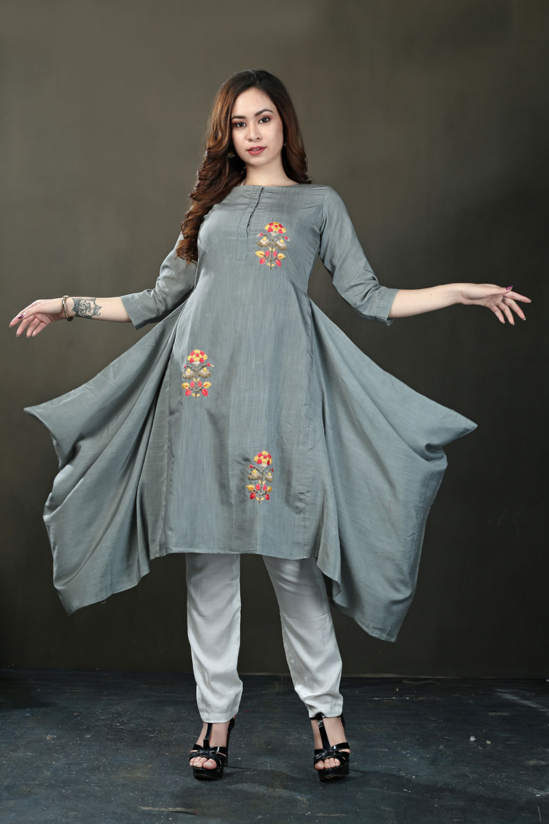 Women's Cotton Aline kurti with pockets - KT667