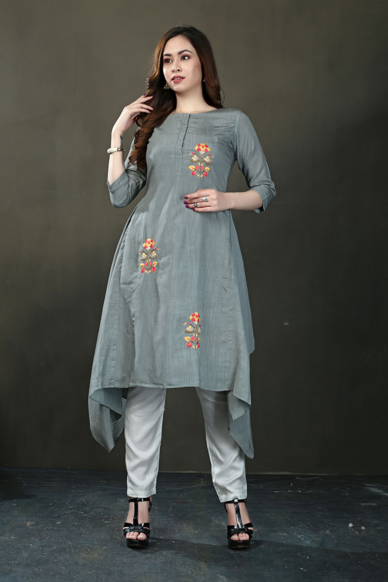 Janasya Indian Women's Tunic Tops Cotton Kurti Set for Women Grey at Amazon  Women's Clothing store