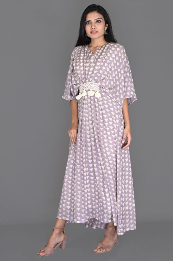 Order Purple Triangle Print Kaftan Dress Online in India