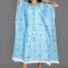 Order Sky Blue with Floral and Bandhani Print Kaftan Dress Online