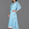 Buy Sky Blue with Floral and Bandhani Print Kaftan Dress Online