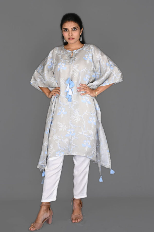Buy Grey with Floral Print Kaftan Dress Online in India