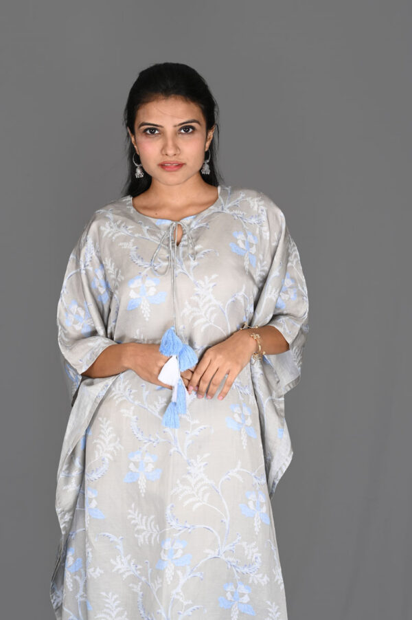Order Grey with Floral Print Kaftan Dress Online