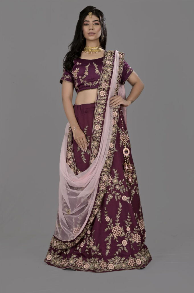 Purple Pink Zardosi Lehenga