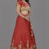 Red Yellow Zardosi Motif Lehenga
