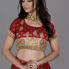 Red Yellow Zardosi Motif Lehenga