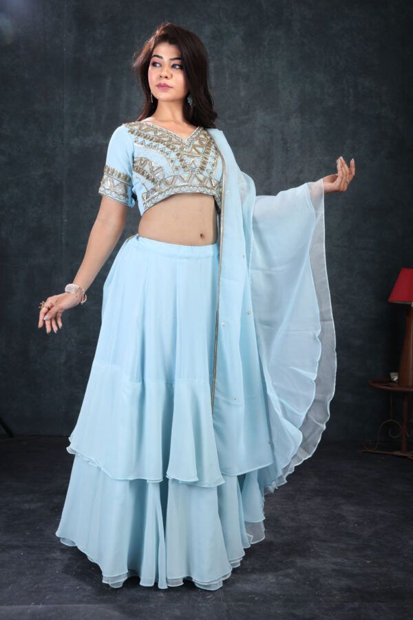 Buy Sky Blue Lehenga & Dupatta Dress Online in India