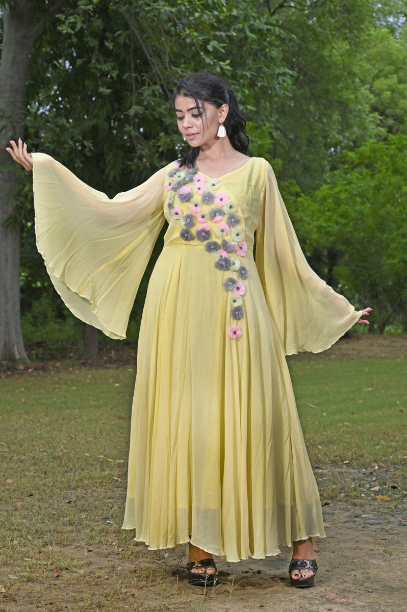 Yellow Butti Gown