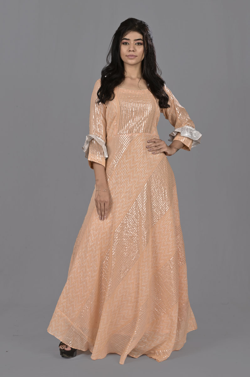 Light Pink Butti Gathers Gown