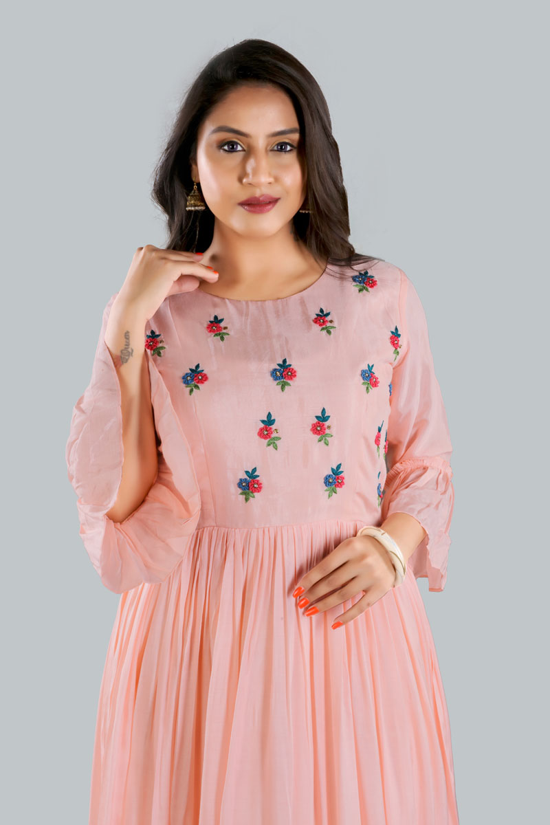 Light Pink Butti Gathers Gown