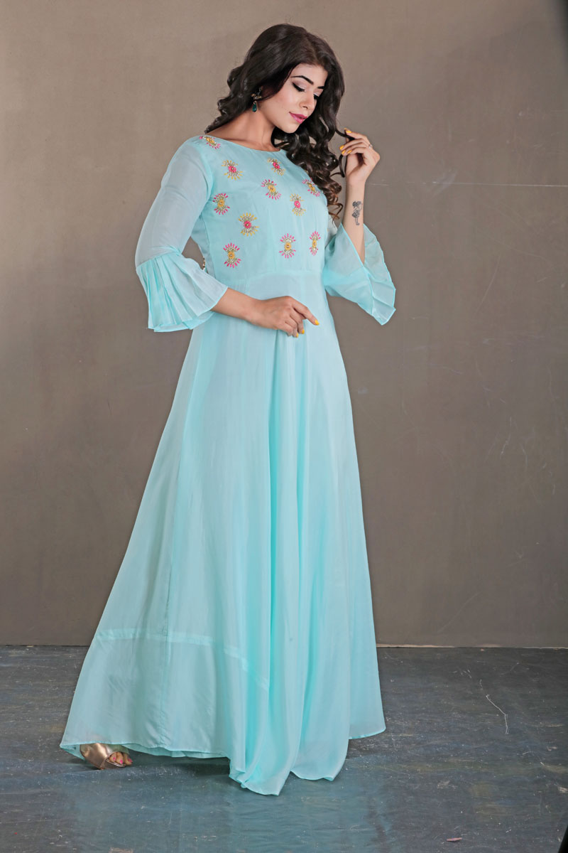 Sky Blue Butti Gown