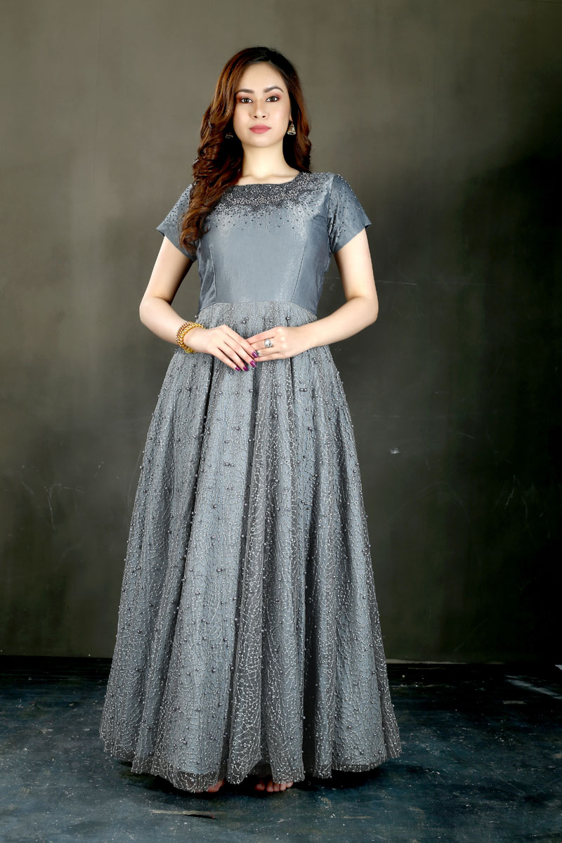 Grey Beaded Gown