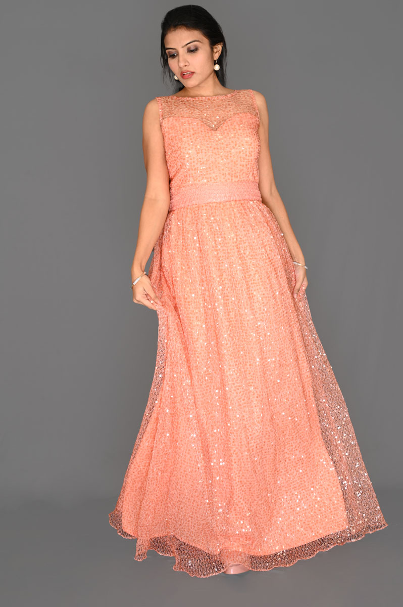 Peach Sequin Gown